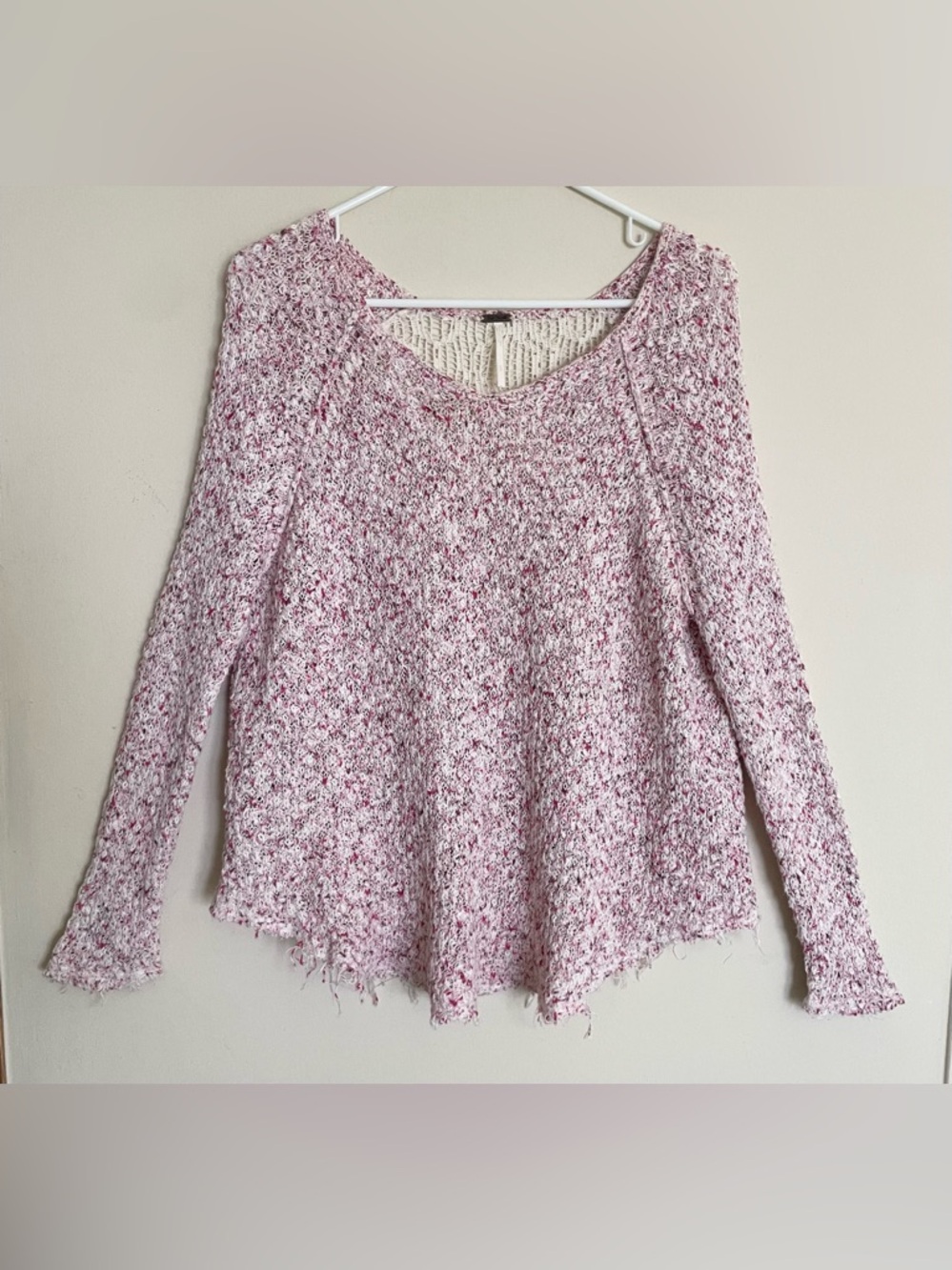 Free People Pink and White Long Sleeve Lace Back Top - Picture 3 of 6